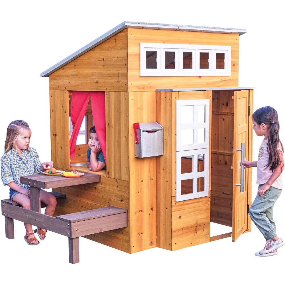 Kids Outdoor Table - KidKraft Modern Wooden Playhouse Outdoor with