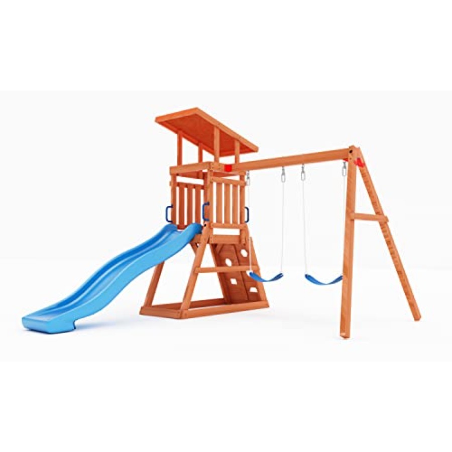 Kids Outdoor Swing Set - Playground Wooden Swing Sets for Backyard