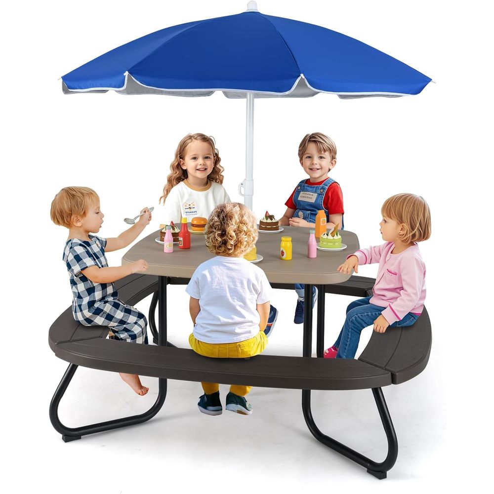 Kids Outdoor Table And Chair Set - Kids Picnic Table, 8 Person Toddler