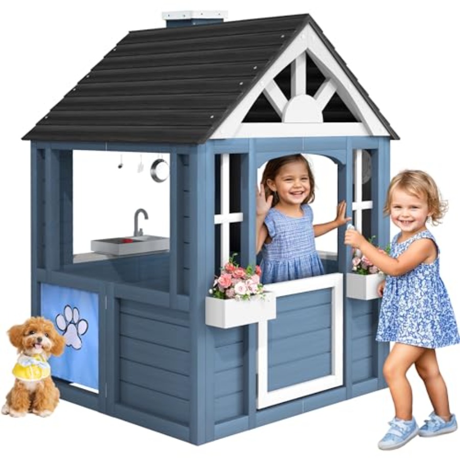 Kids Outdoor Kitchen - Outdoor playhouse for kids cedar wood