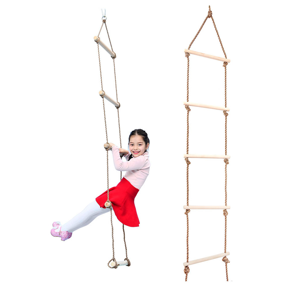Kids Outdoor Ninja - Kids Climbing Wooden Rope Ladder for