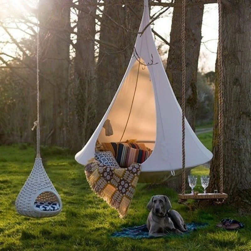 Kids Outdoor Wagon - Children Swing Outdoor Garden Camp Hammock