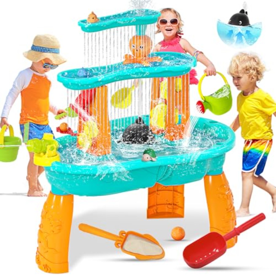 Kids Outdoor Kitchen - 3-Tier Toddler Water and Sand Activity