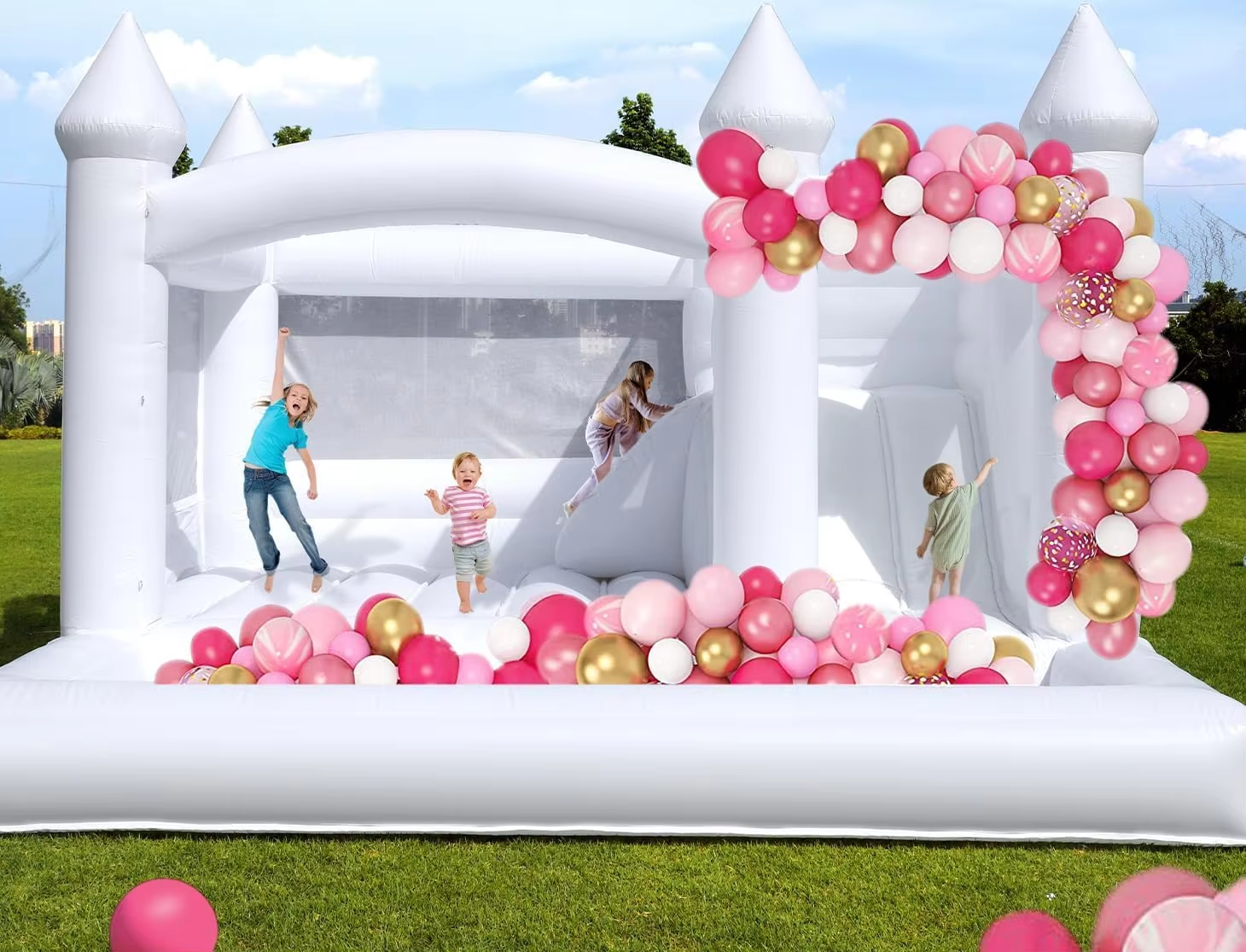 White Bounce House for Kids an – Kids Outdoor Bounce House Bewertung und Preis