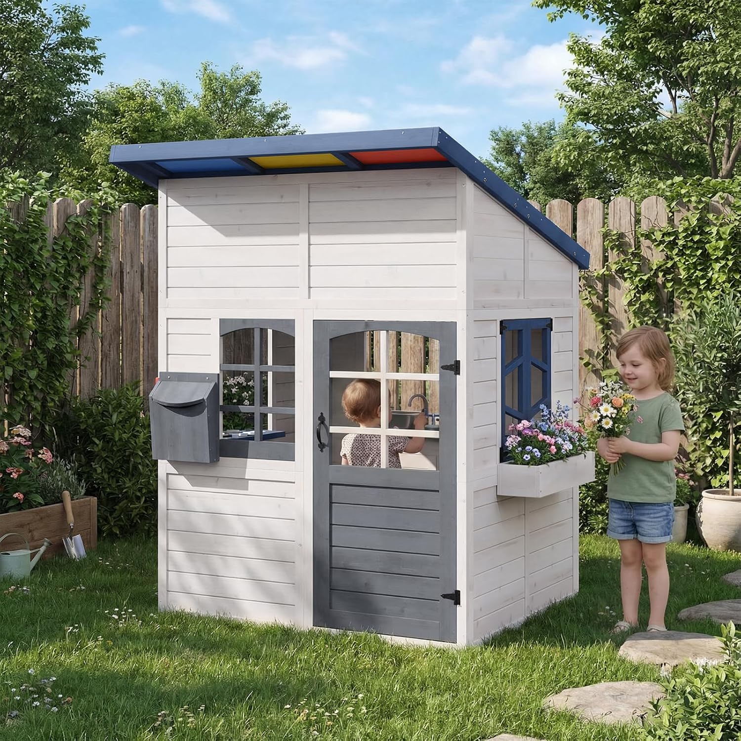 Wooden Kids Outdoor Playhouse  – Kids Outdoor Kitchen Bewertung und Preis