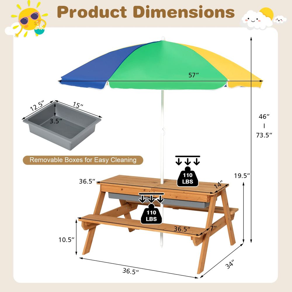 Kids Picnic Table, 4 in 1 Ceda – Kids Outdoor Table Bewertung und Preis