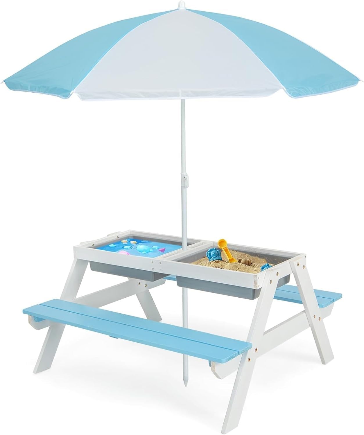 Kids Picnic Table, 4 in 1 Outd – Kids Outdoor Table And Chair Set Bewertung und Preis
