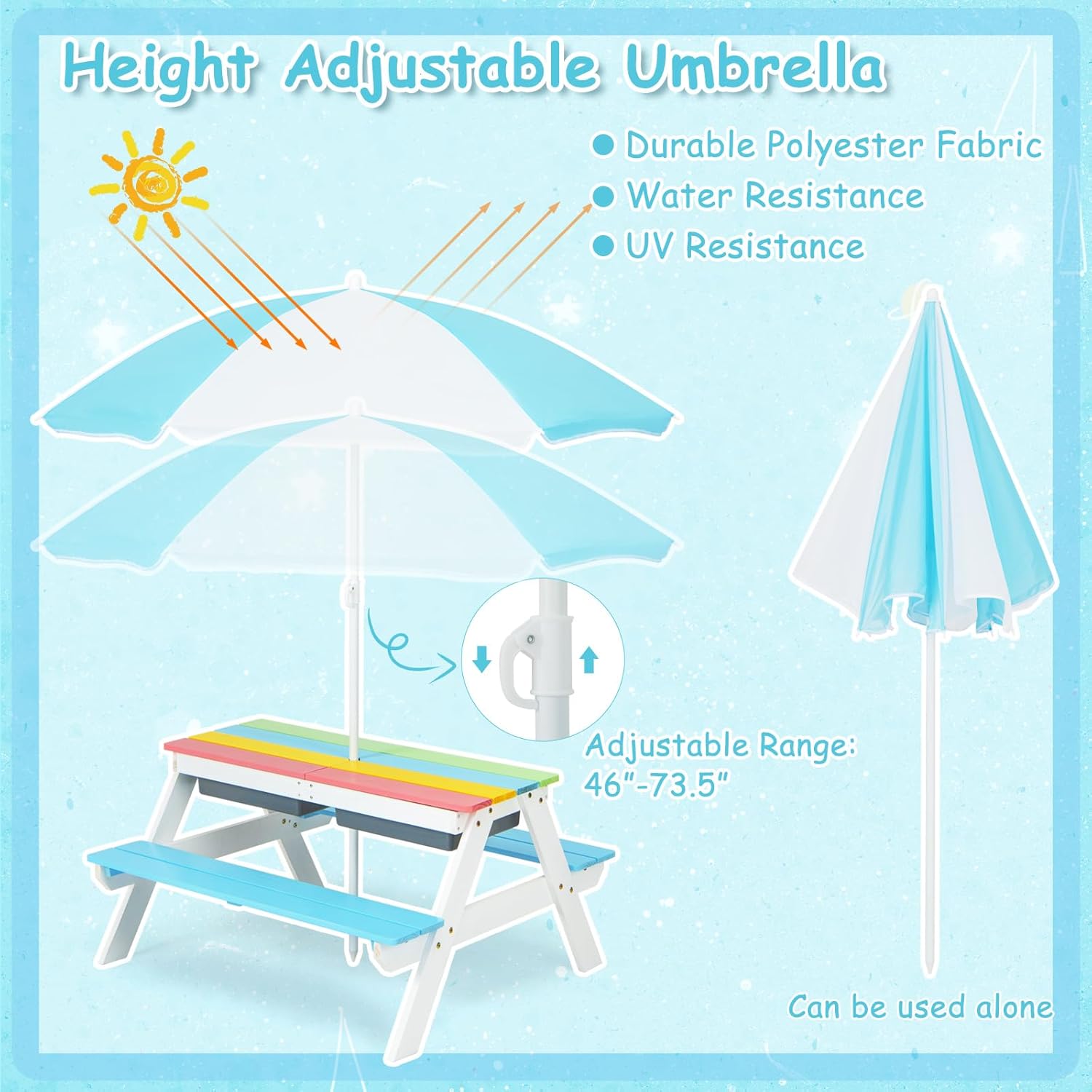 Kids Picnic Table, 4 in 1 Outd – Kids Outdoor Table And Chair Set Bewertung und Preis