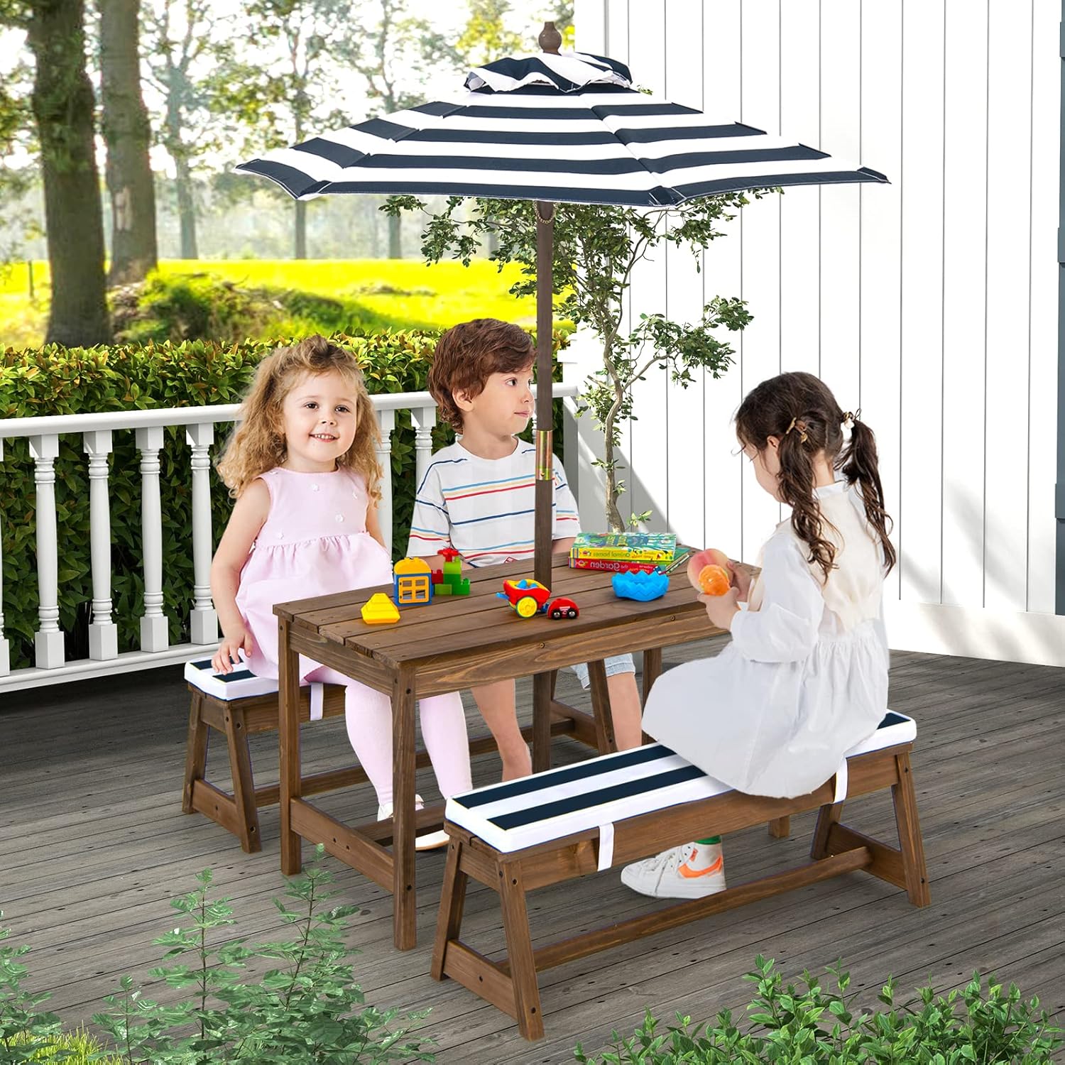 Height Adjustable Wooden Kids  – Kids Outdoor Table And Chair Set Bewertung und Preis