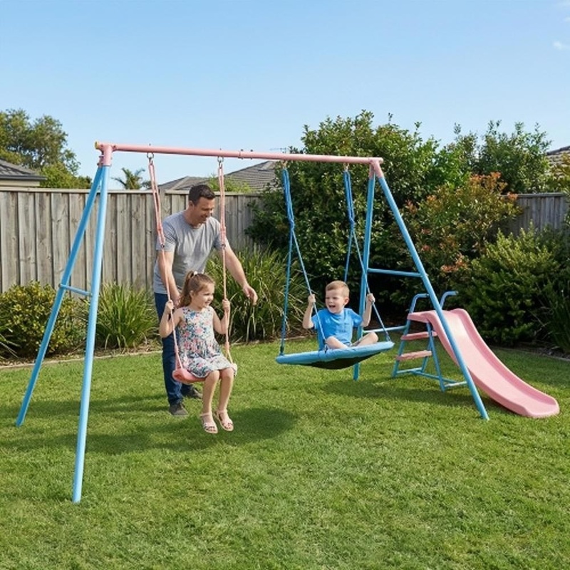 Blue and Pink Two-Person Swing – Kids Outdoor Swing Set Bewertung und Preis