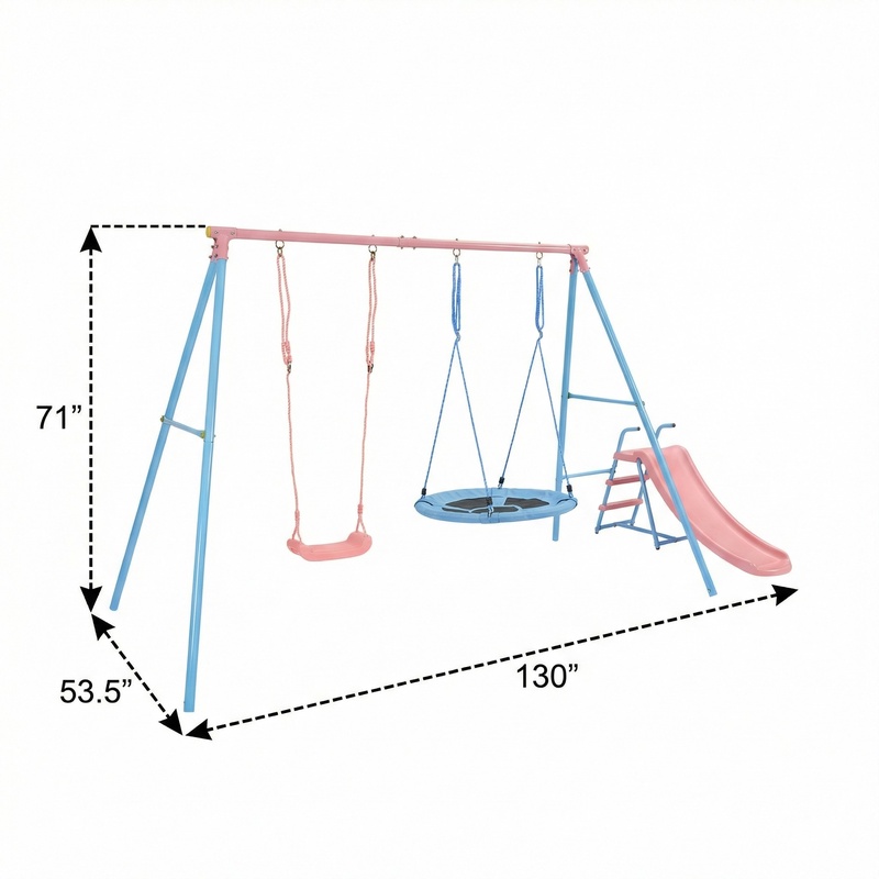Blue and Pink Two-Person Swing – Kids Outdoor Swing Set Bewertung und Preis