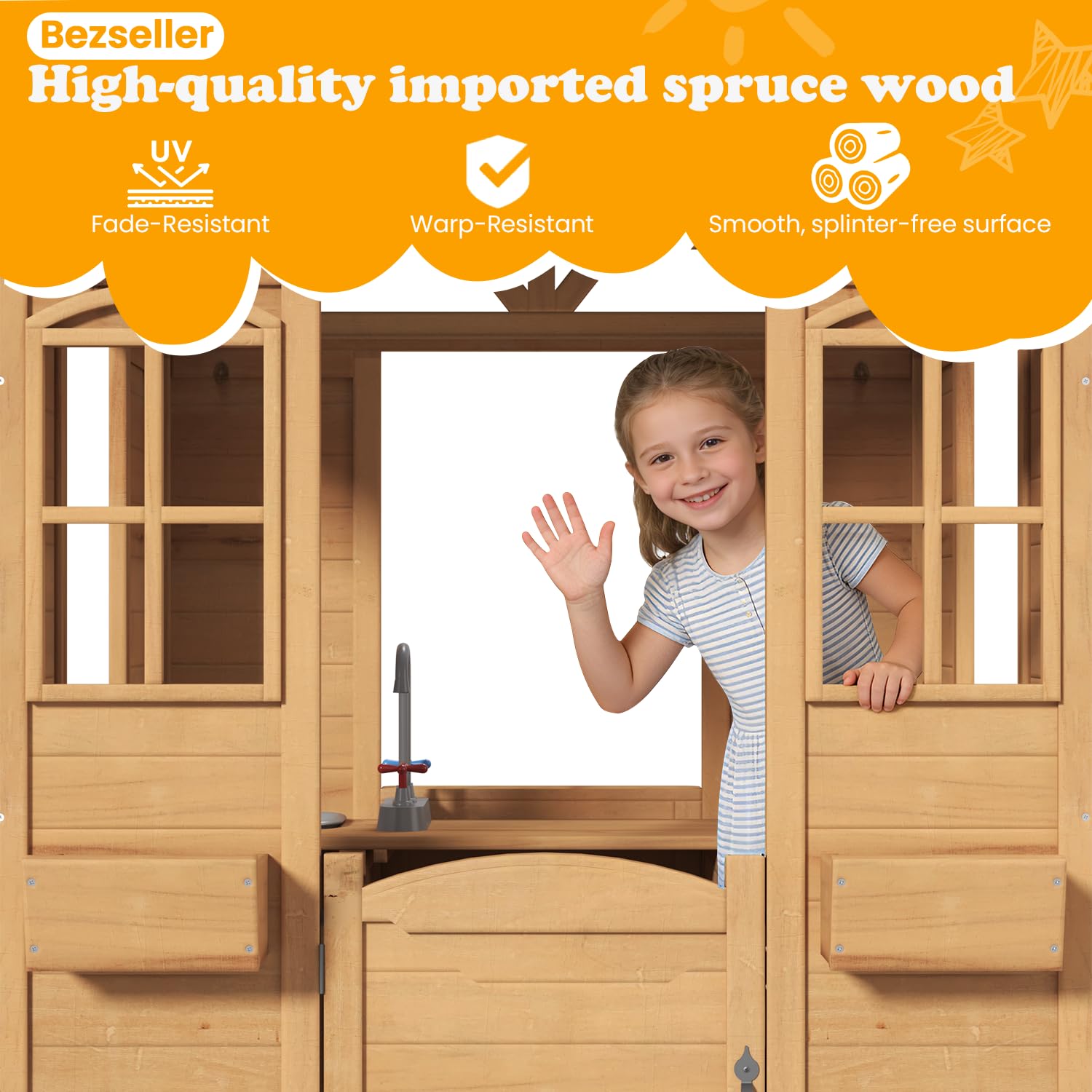 Wooden Kids Playhouse Outdoor  – Kids Outdoor Kitchen Bewertung und Preis