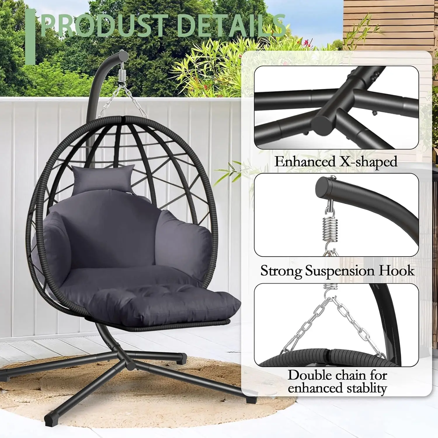 Hanging Egg Chair with Stand a – Kids Outdoor Egg Chair Bewertung und Preis