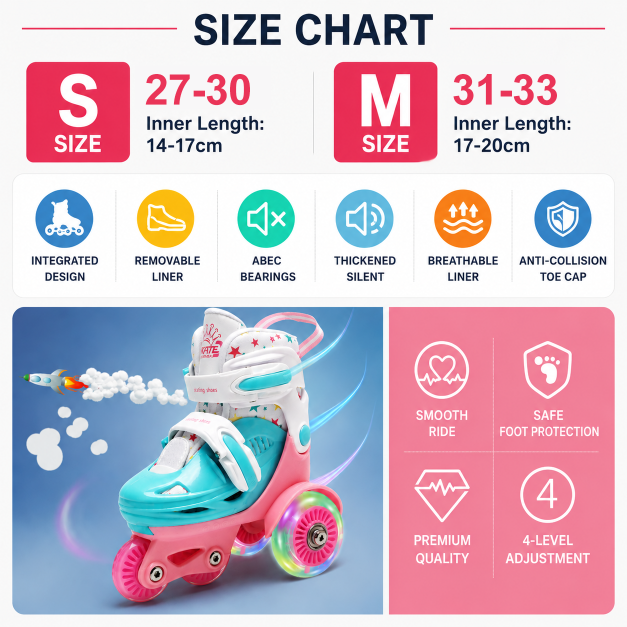 Kids Roller Skates Adjustable  – Kids Outdoor Quad Bewertung und Preis
