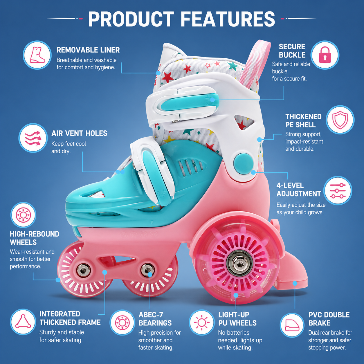 Kids Roller Skates Adjustable  – Kids Outdoor Quad Bewertung und Preis