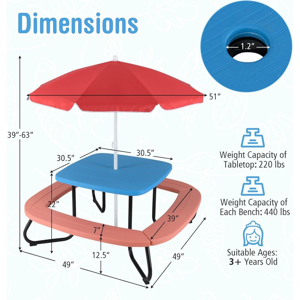 Kids Picnic Table, 8 Person To – Kids Outdoor Table And Chair Set Bewertung und Preis