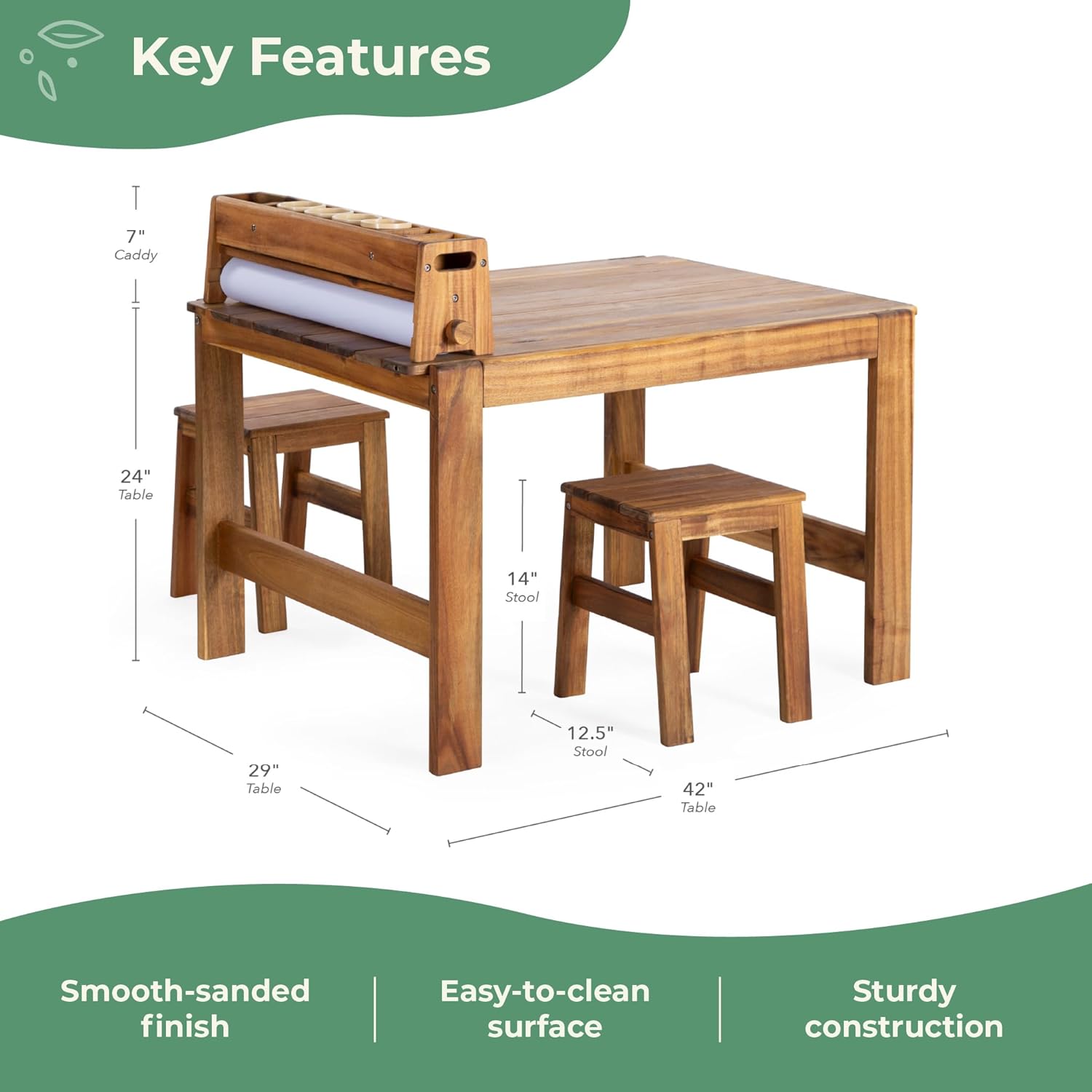 Acacia Wood Kids Art Table Set – Kids Outdoor Table And Chair Set Bewertung und Preis
