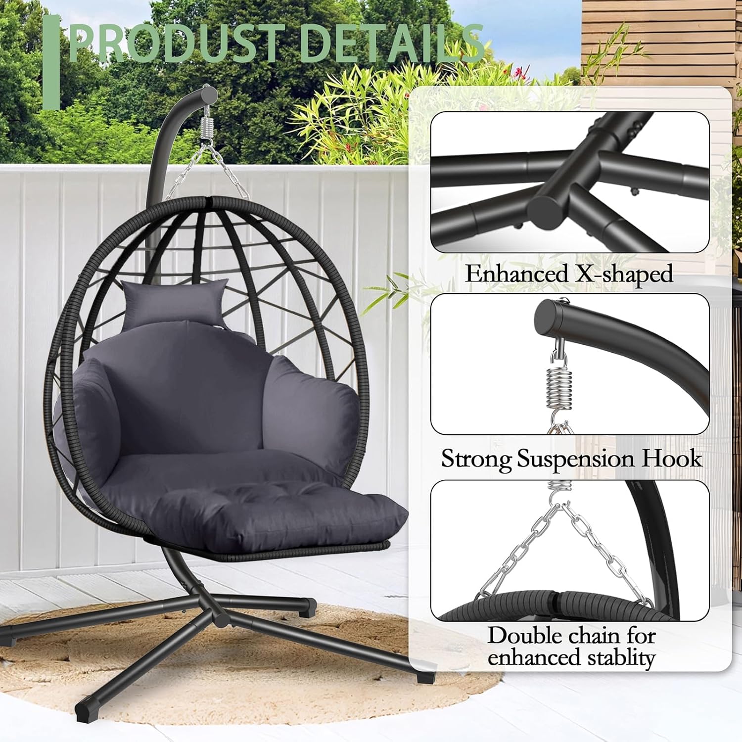 Hanging Egg Chair with Stand a – Kids Outdoor Egg Chair Bewertung und Preis
