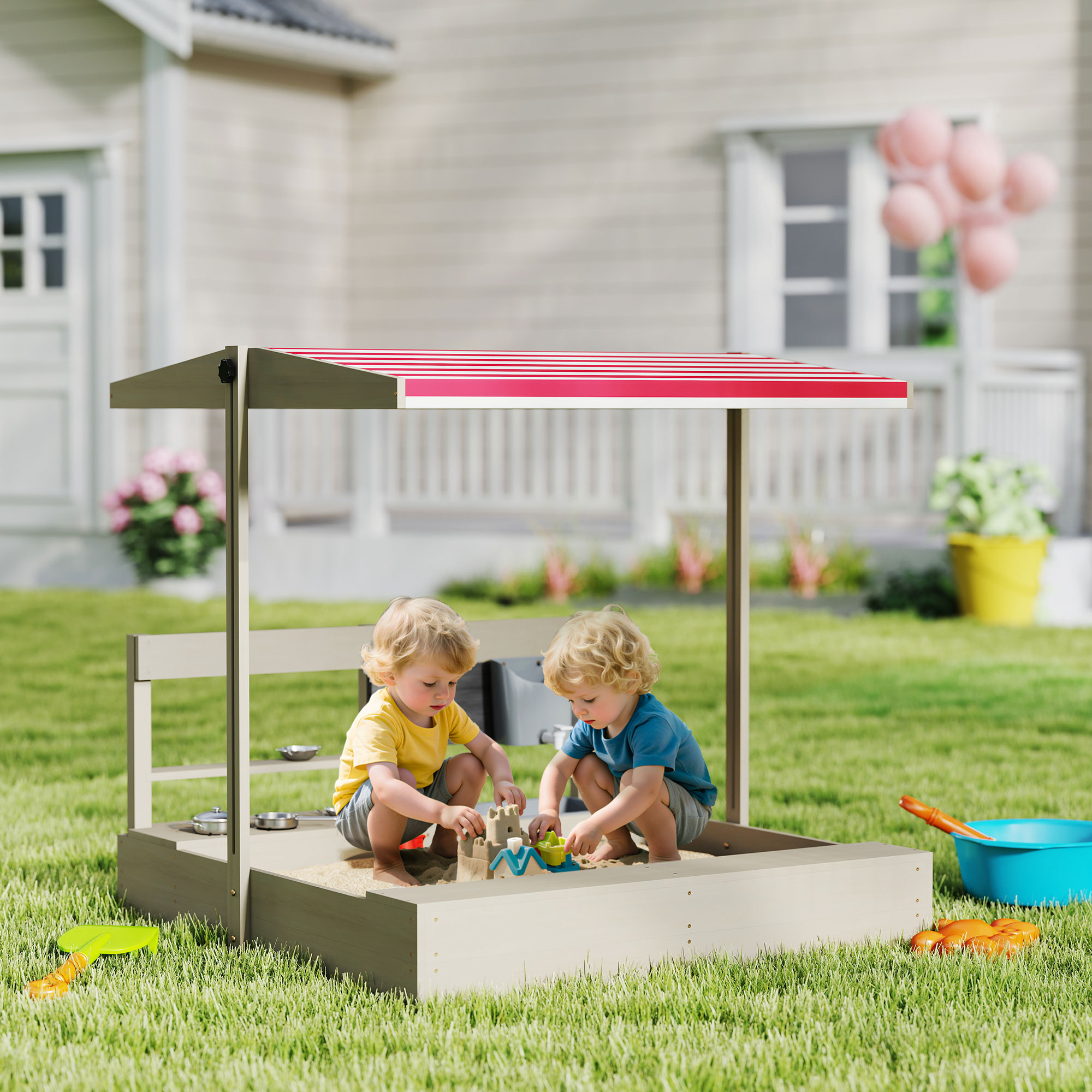 Outsunny Kids Sandbox with Hei – Kids Outdoor Kitchen Bewertung und Preis